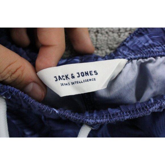 Jack & Jones Board Shorts Mens Navy Blue Floral Pattern Drawstring Surfing Large - Picture 4 of 8
